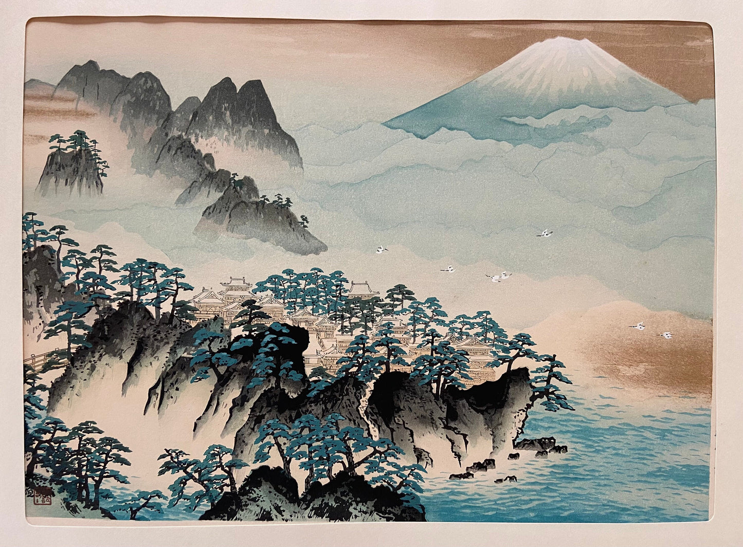 Japanese woodblock print, Large size, Yokoyama Taikan, Horaisan.