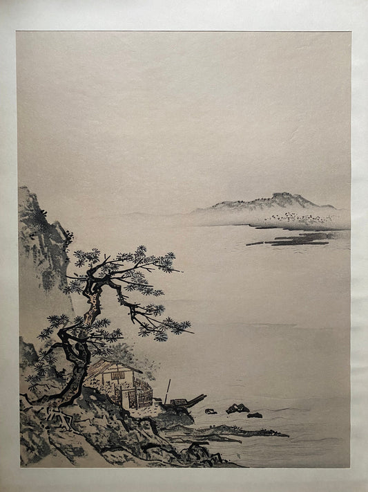 Japanese ink painting, woodcut print, Large size, Shubun, Koten-Eni-zu.
