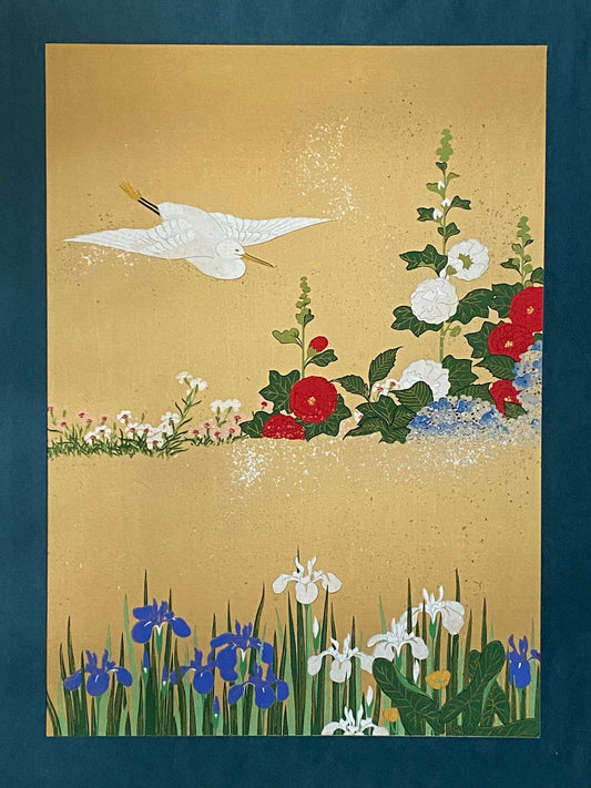 Japanese woodblock print, 1983, Large size, Sakai Hoitsu, Flower and Bird