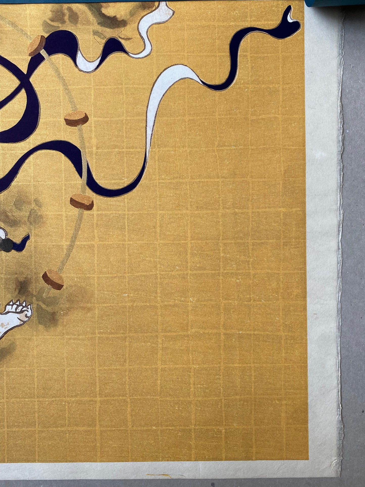 Japanese woodblock print, 1983, Large size,  Sotatsu TAWARAYA, "Wind and Thunder Gods".