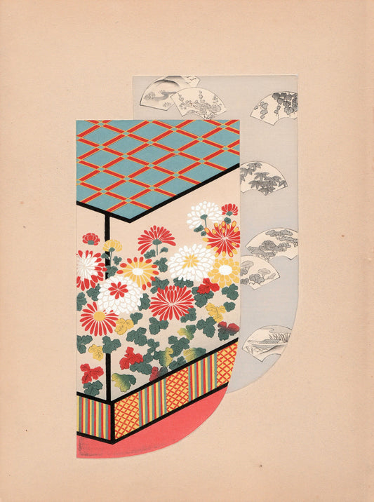 Japanese antique woodblock print, Design, 1936, Kano Shuho, Kimono Design.