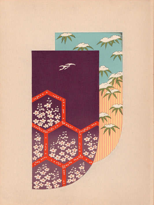 Japanese antique woodblock print, Design, 1936, Kano Shuho, Kimono Design.