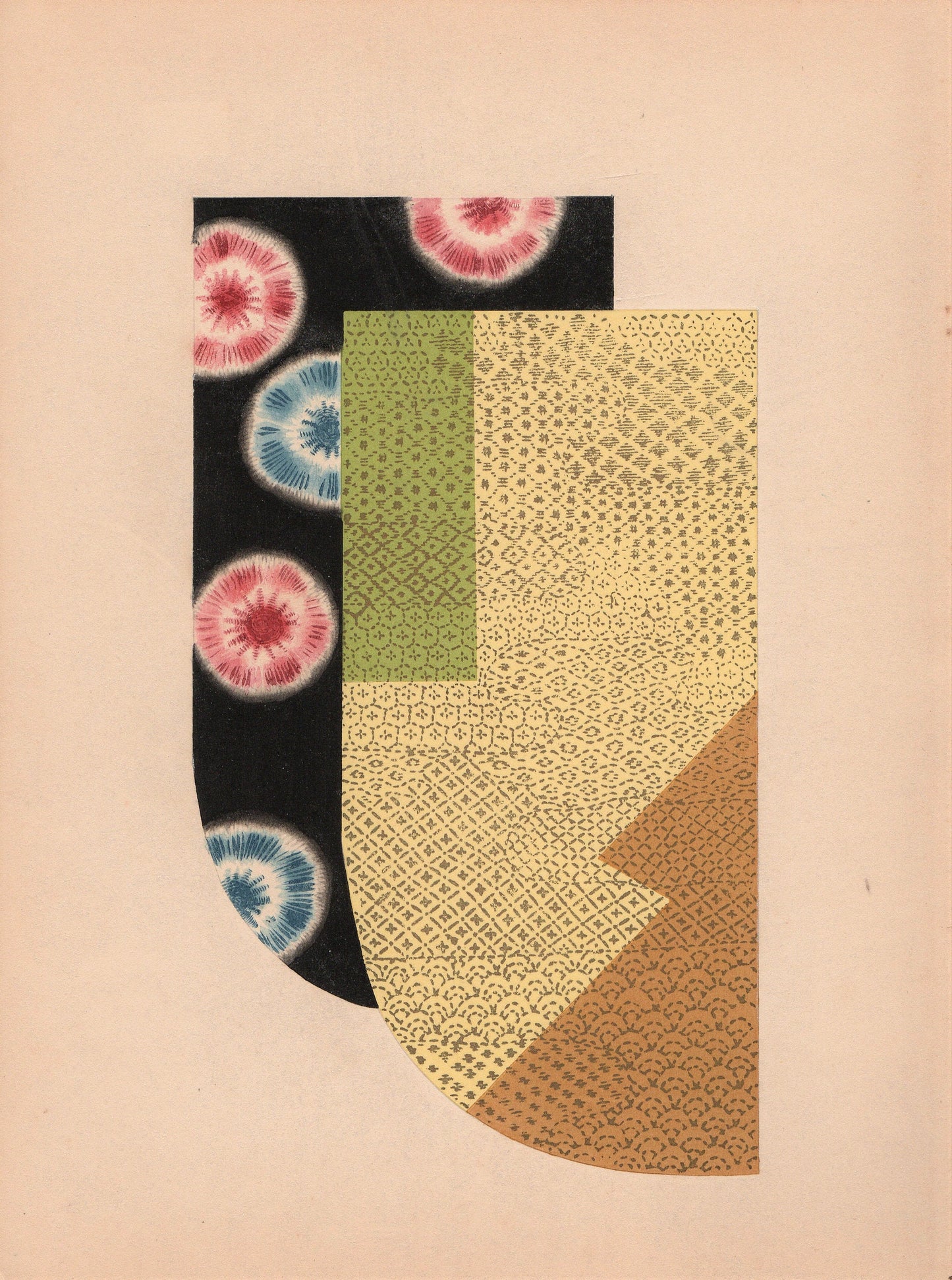 Japanese antique woodblock print, Design, 1936, Kano Shuho, Kimono Design.