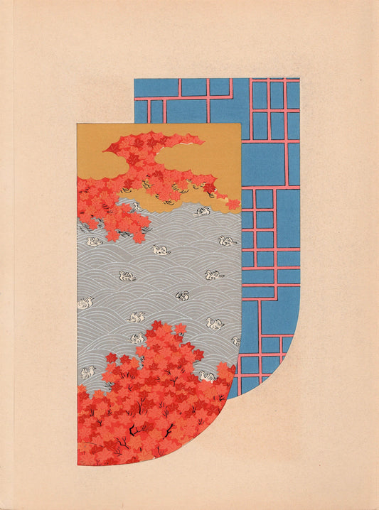Japanese antique woodblock print, Design, 1936, Kano Shuho, Kimono Design.