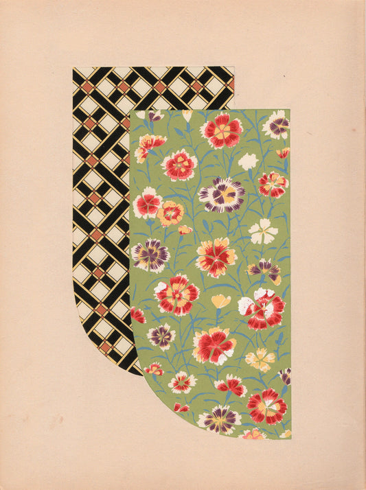 Japanese antique woodblock print, Design, 1936, Kano Shuho, Kimono Design.