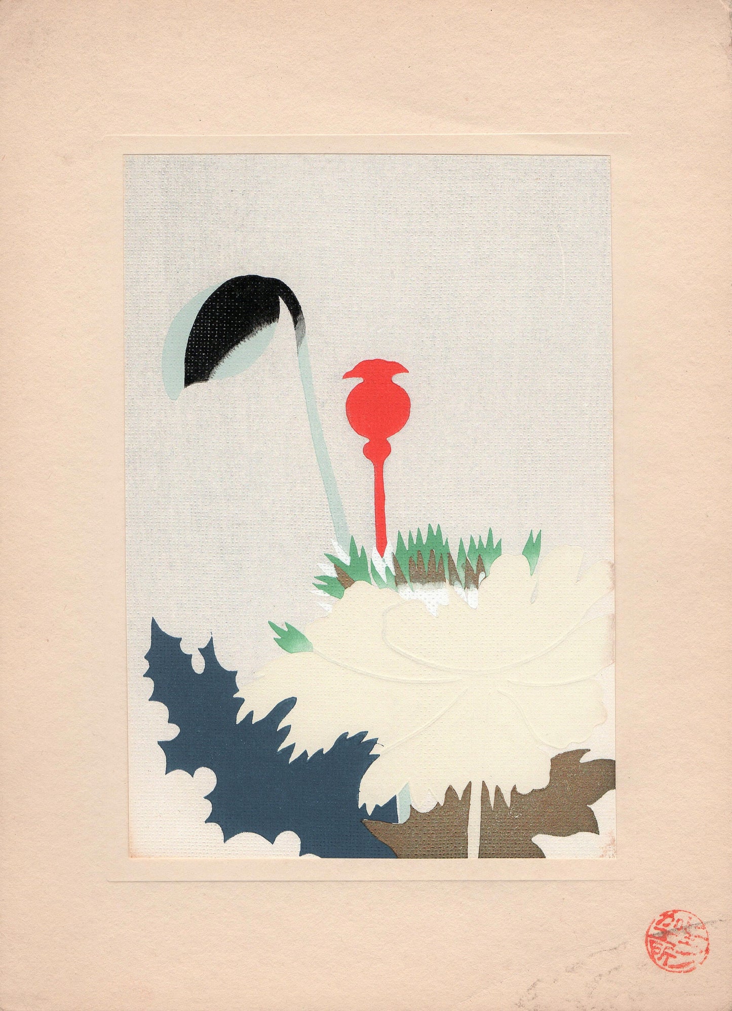 Japanese antique woodblock print, Design, 1933, Kimono Design.