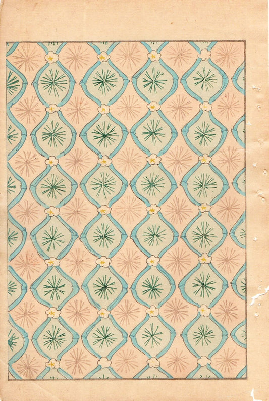 Japanese Antique Original Woodcut Print, Japanese design, Around 1900, Bijutsukai 1, Antique Japanese print, Kimono Design.