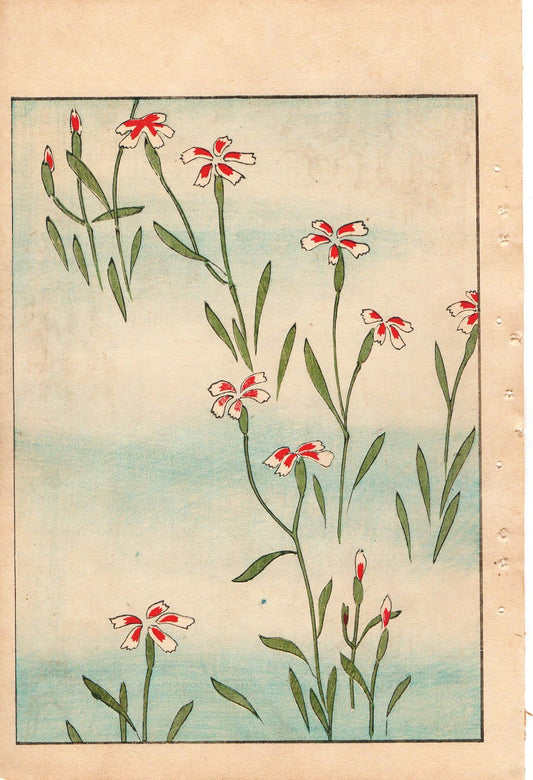 Japanese Antique Original Woodcut Print, Japanese design, Around 1900, Bijutsukai 1, Antique Japanese print, Kimono Design.