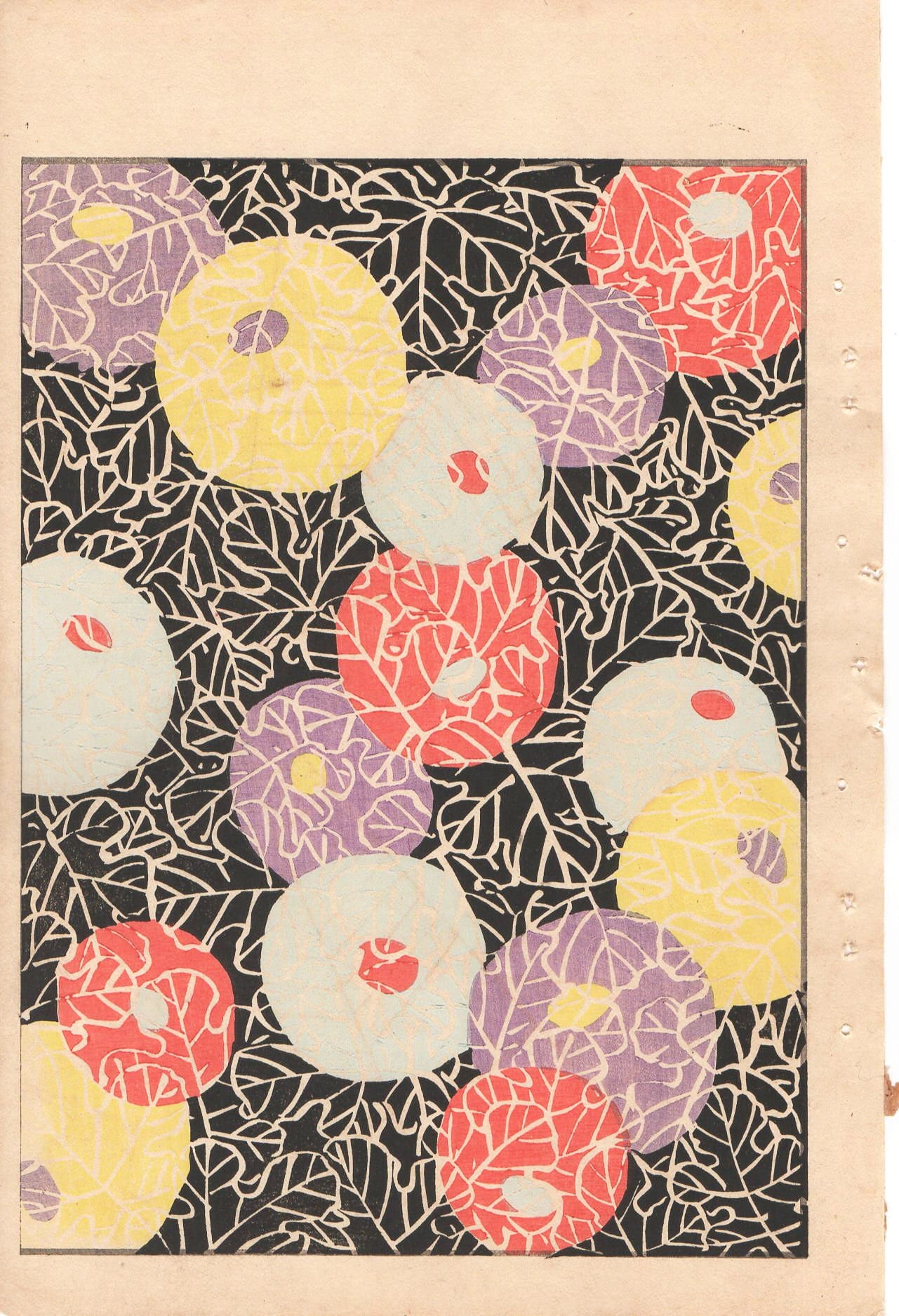 Japanese Antique Original Woodcut Print, Japanese design, Around 1900, Bijutsukai 1, Antique Japanese print, Kimono Design.