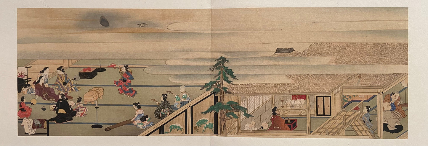 Ukiyoe-ha-gashu,  1906, Japanese antique woodblock print, Hanabusa Icho, "活達風流圖巻"