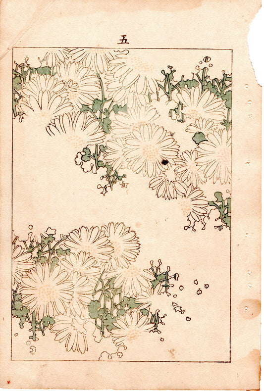 Japanese Antique Original Woodcut Print, Japanese design, Around 1900, Bijutsukai 4, Antique Japanese print, Kimono Design.