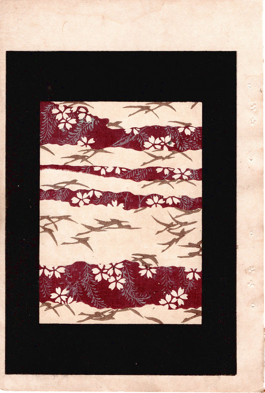 Japanese Antique Original Woodcut Print, Japanese design, Around 1900, Bijutsukai 2, Antique Japanese print, Kimono Design.