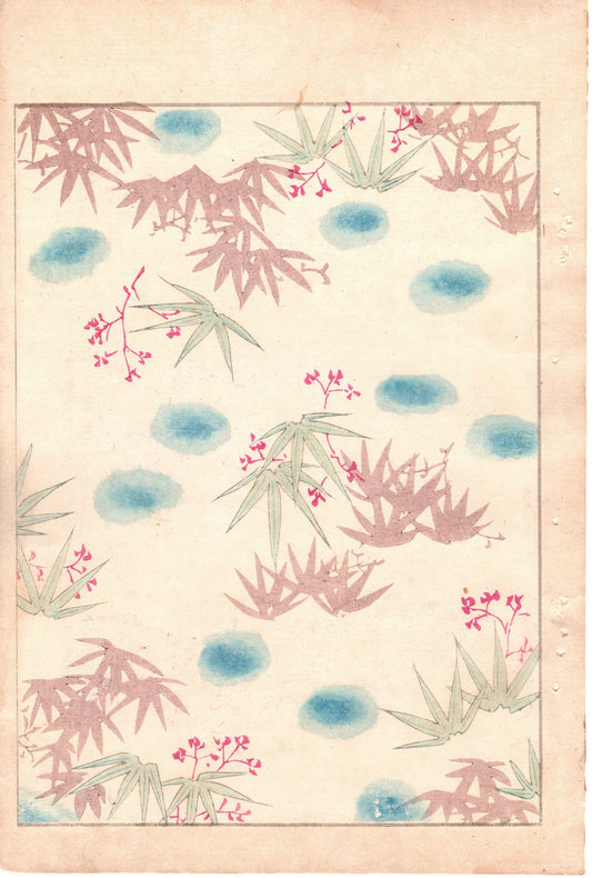 Japanese Antique Original Woodcut Print, Japanese design, Around 1900, Bijutsukai 3, Antique Japanese print, Kimono Design.