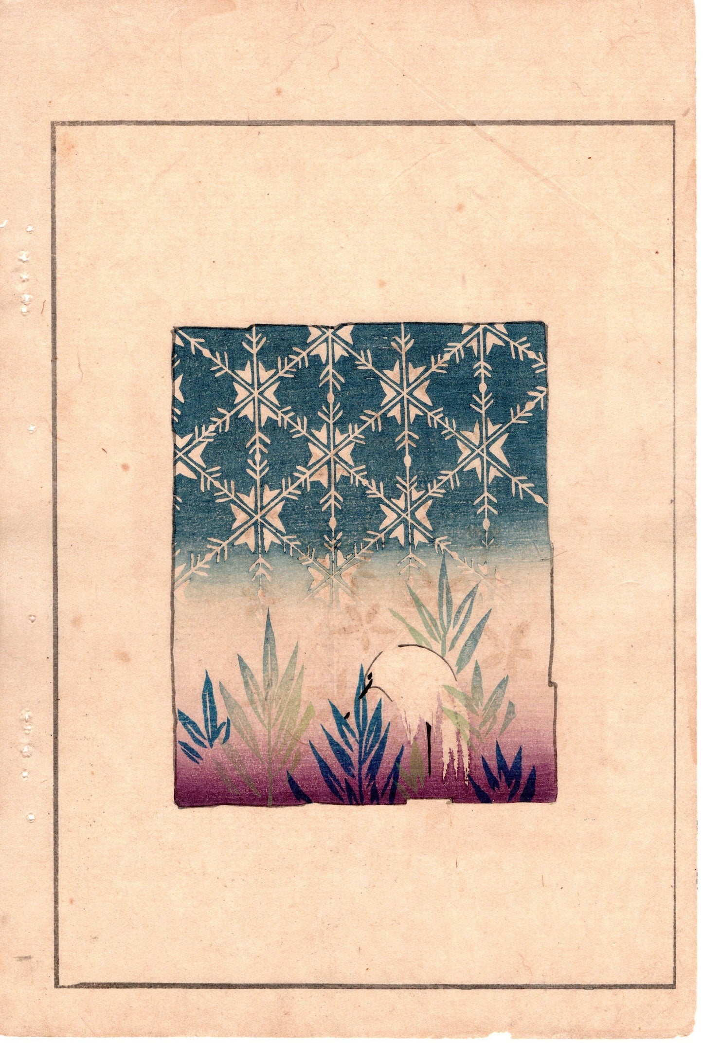 Japanese Antique Original Woodcut Print, Japanese design, Around 1900, Bijutsukai 3, Antique Japanese print, Kimono Design.