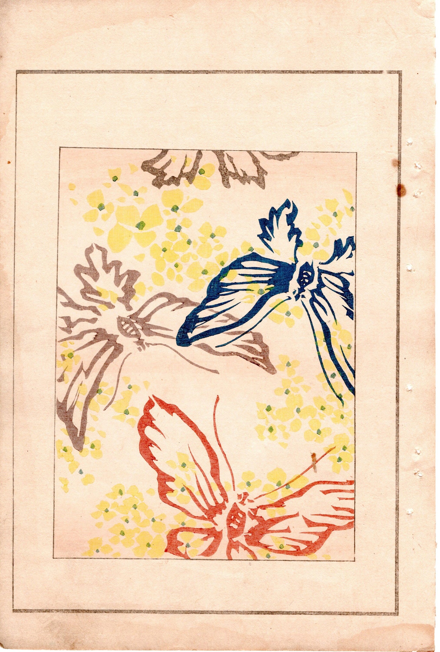 Japanese Antique Original Woodcut Print, Japanese design, Around 1900, Bijutsukai 4, Antique Japanese print, Kimono Design.