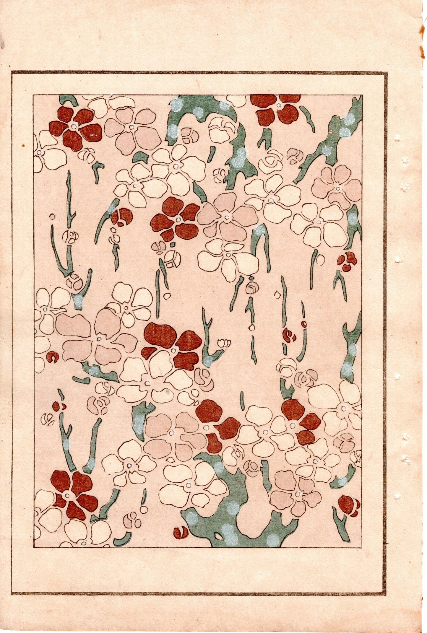 Japanese Antique Original Woodcut Print, Japanese design, Around 1900, Bijutsukai 4, Antique Japanese print, Kimono Design.