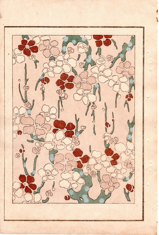 Japanese Antique Original Woodcut Print, Japanese design, Around 1900, Bijutsukai 4, Antique Japanese print, Kimono Design.
