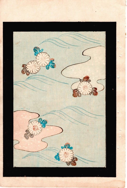 Japanese Antique Original Woodcut Print, Japanese design, Around 1900, Bijutsukai 4, Antique Japanese print, Kimono Design.