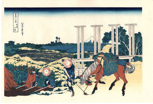 Japanese Ukiyo-e, Woodcut print, Hokusai, "Senju, Musashi But"