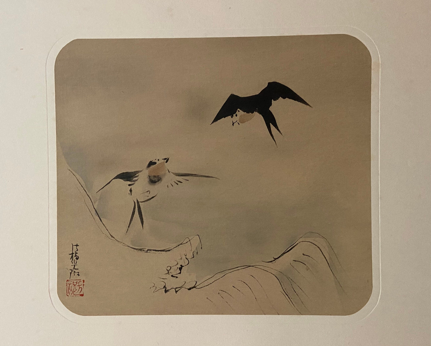 Japanese woodblock print, 1915, Ogata Korin, FLYING SWALLOWS