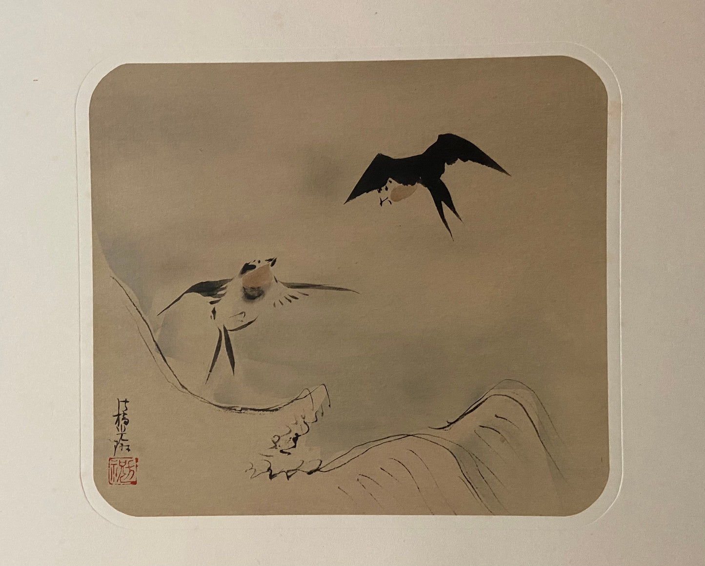 Japanese woodblock print, 1915, Ogata Korin, FLYING SWALLOWS