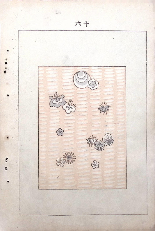 Japanese Antique Original Woodcut Print, Japanese design, Around 1900, Bijutsukai 5, Antique Japanese print, Kimono Design.