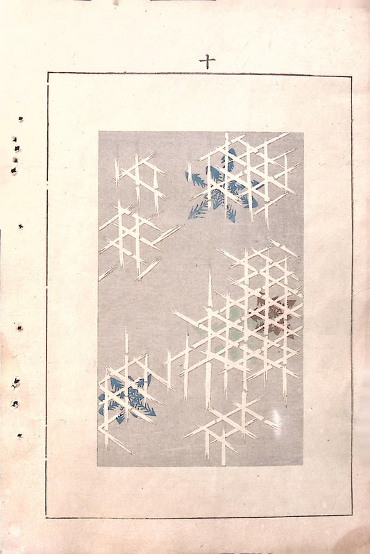 Japanese Antique Original Woodcut Print, Japanese design, Around 1900, Bijutsukai 5, Antique Japanese print, Kimono Design.