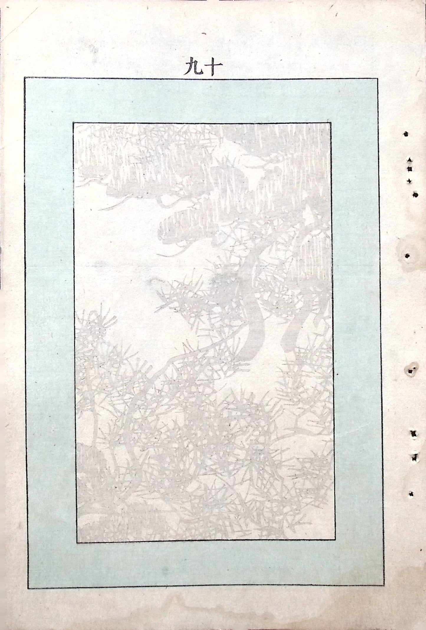 Japanese Antique Original Woodcut Print, c 1900, Bijutsukai 5, Sekka, Korin