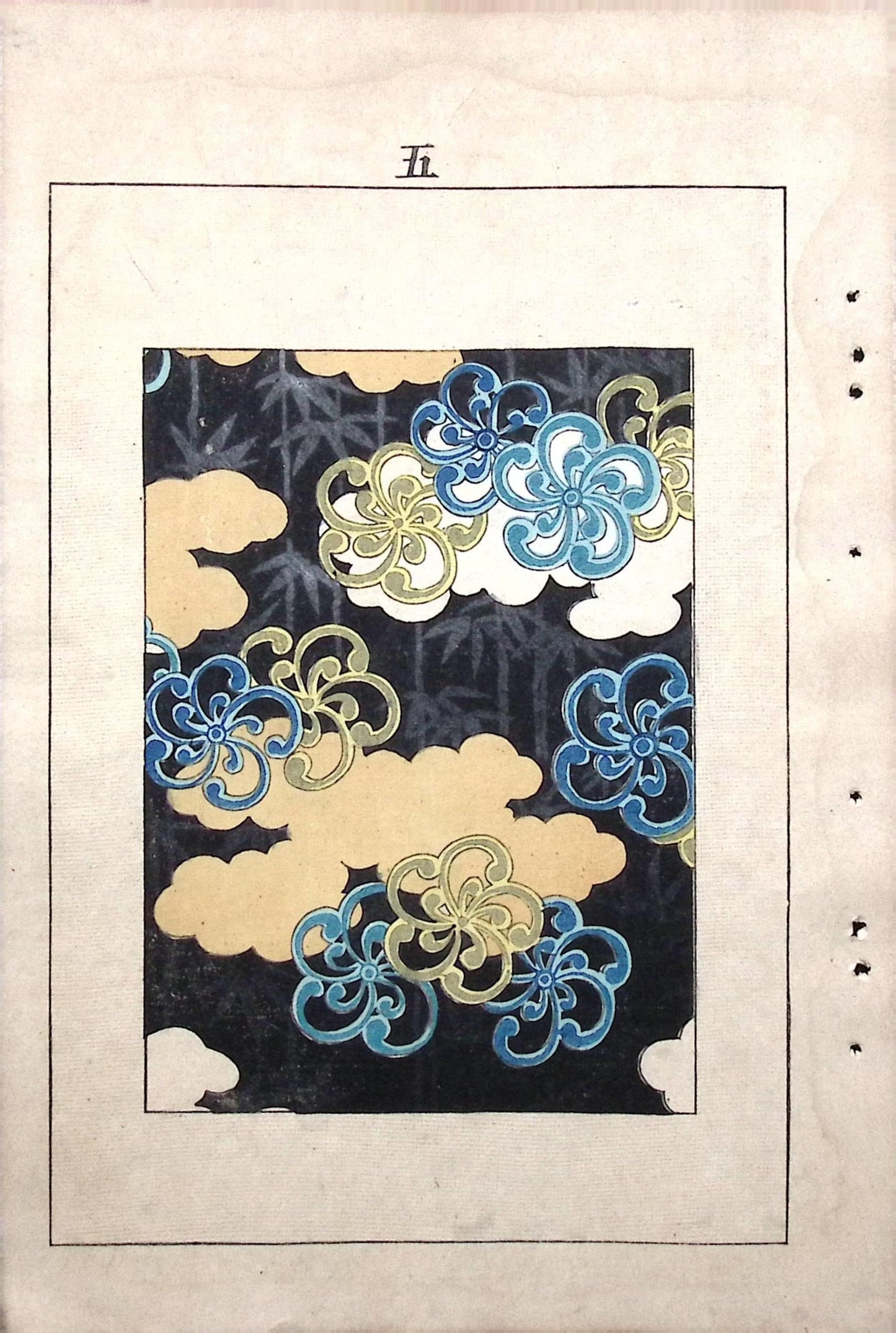 Japanese Antique Original Woodcut Print, Japanese design, Around 1900, Bijutsukai 6, Antique Japanese print, Kimono Design.