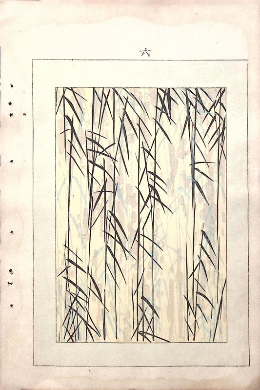 Japanese Antique Original Woodcut Print, c 1900, Bijutsukai 6, Sekka, Korin