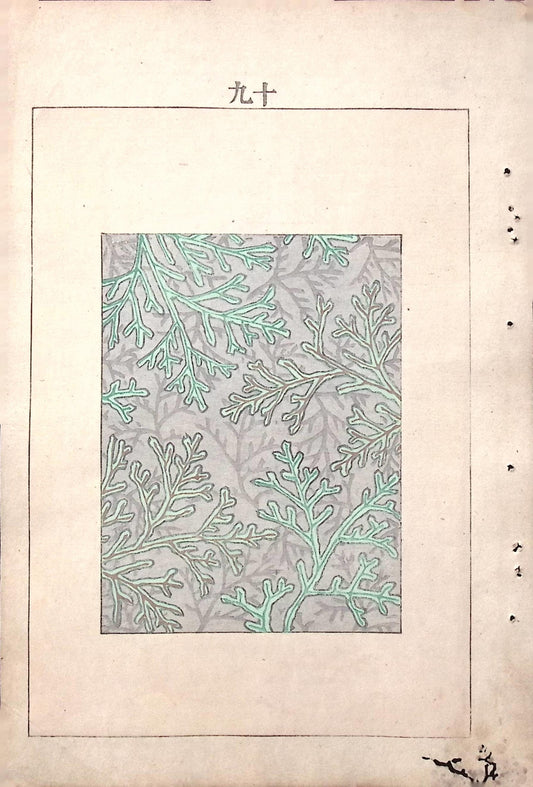 Japanese Antique Original Woodcut Print, c 1900, Bijutsukai 6, Sekka, Korin