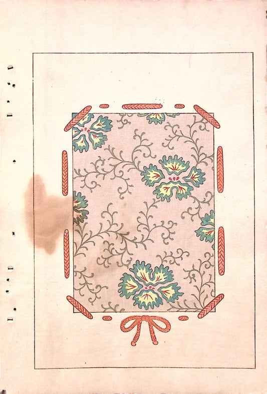 Japanese Antique Original Woodcut Print, Japanese design, Around 1900, Bijutsukai 7, Antique Japanese print, Kimono Design.