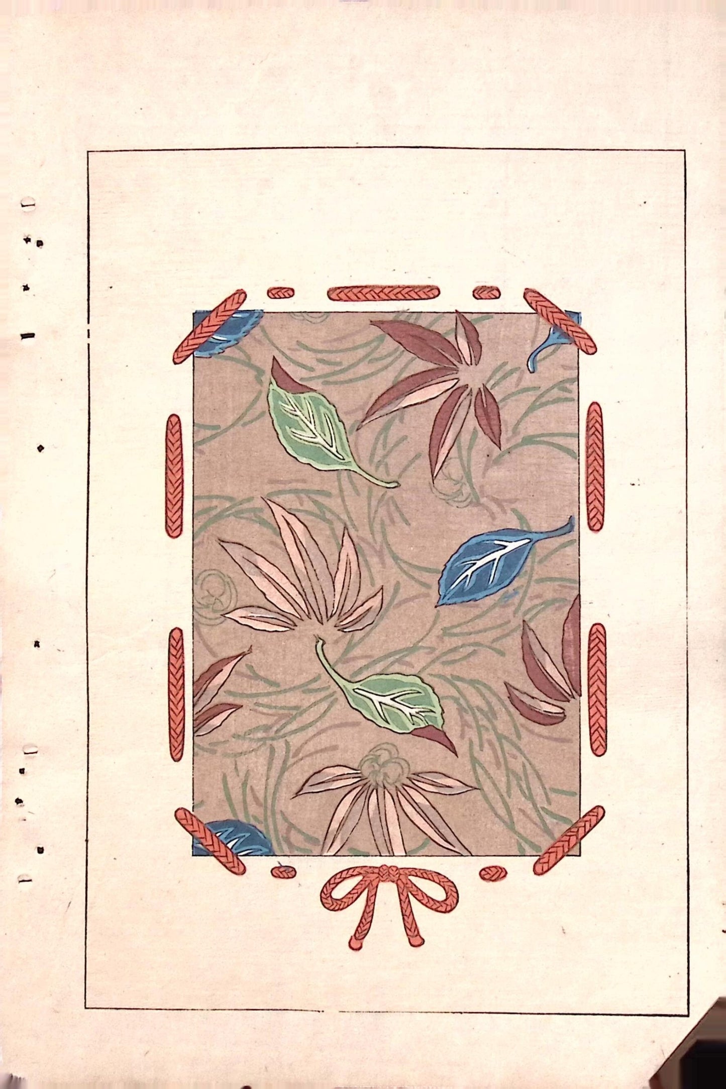 Japanese Antique Original Woodcut Print, Japanese design, Around 1900, Bijutsukai 7, Antique Japanese print, Kimono Design.