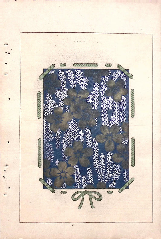 Japanese Antique Original Woodcut Print, Japanese design, Around 1900, Bijutsukai 7, Antique Japanese print, Kimono Design.