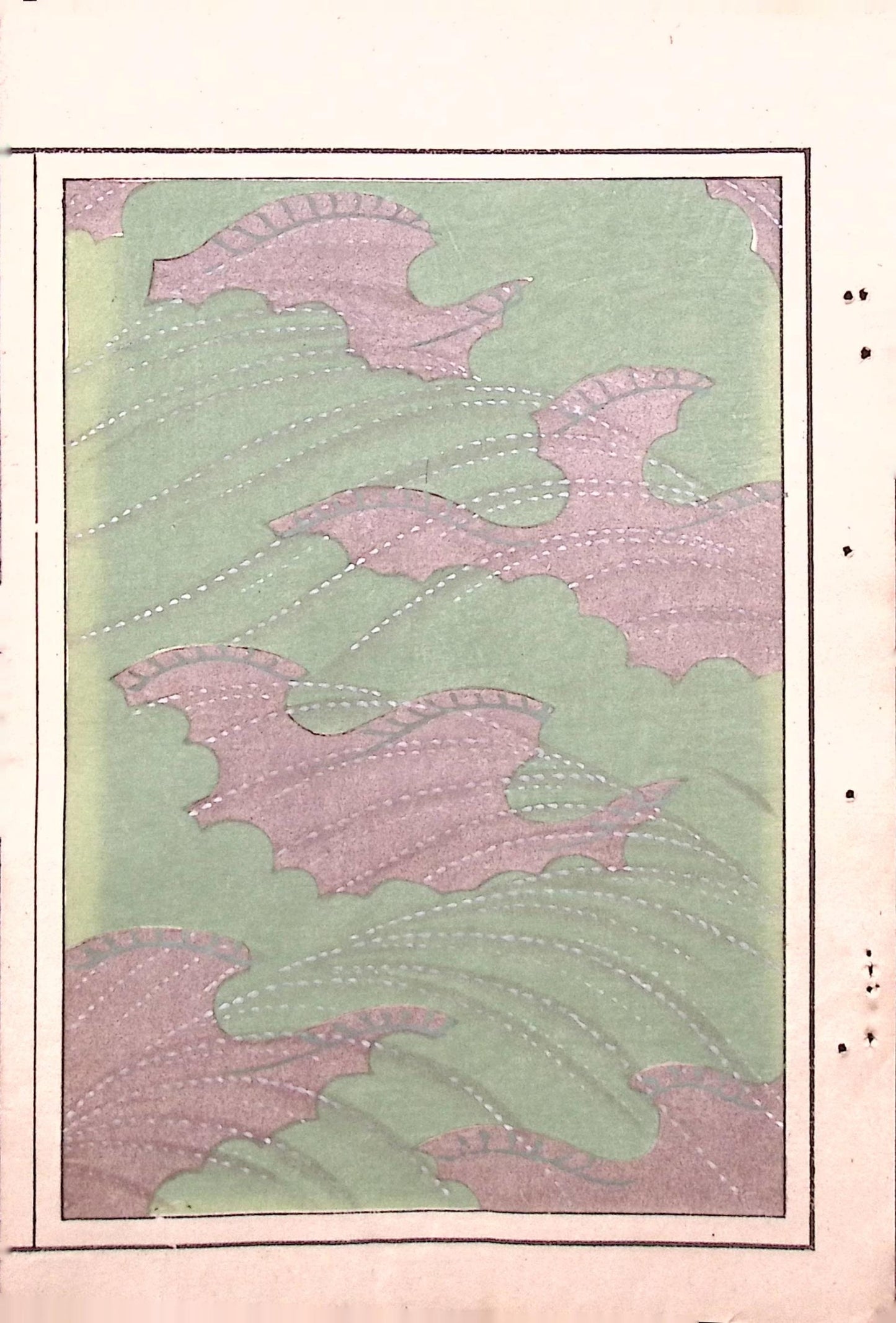 Japanese Antique Original Woodcut Print, Japanese design, Around 1900, Bijutsukai 7, Antique Japanese print, Kimono Design.