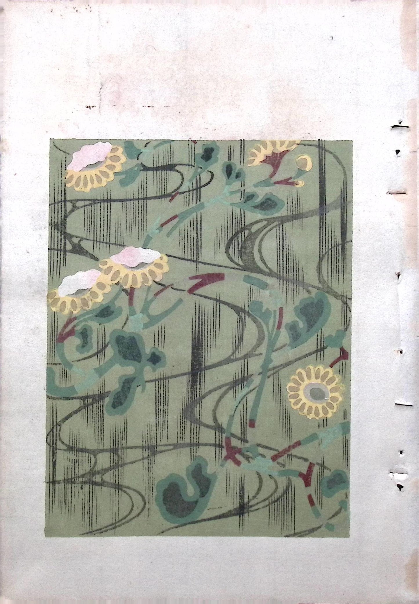 Japanese Antique Original Woodcut Print, Japanese design, Around 1900, Bijutsukai 8, Antique Japanese print, Kimono Design.