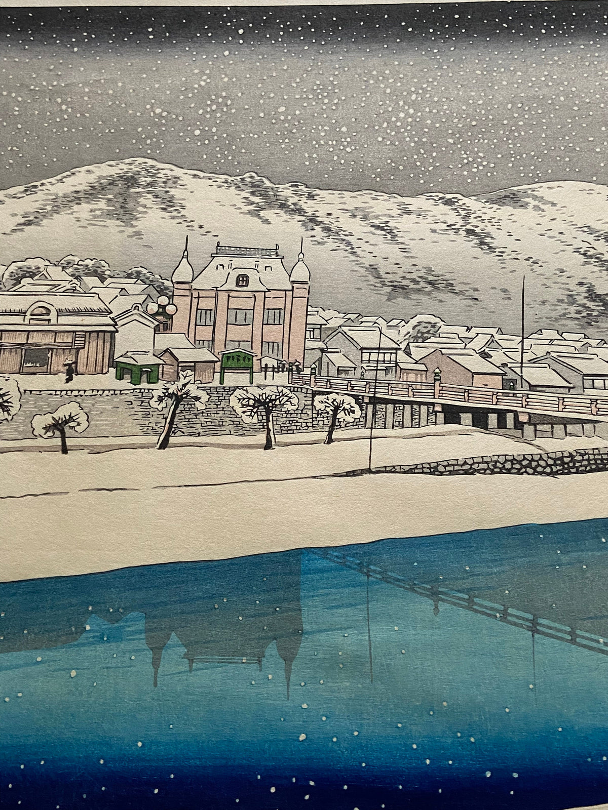Japanese Ukiyoe, Shin-hanga, Woodblock print, Hashiguchi Goyo, "Sanjo Bridge, Kyoto"