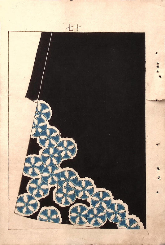 Japanese Antique Original Woodcut Print, Japanese design, Around 1900, Bijutsukai 5, Antique Japanese print, Kimono Design.