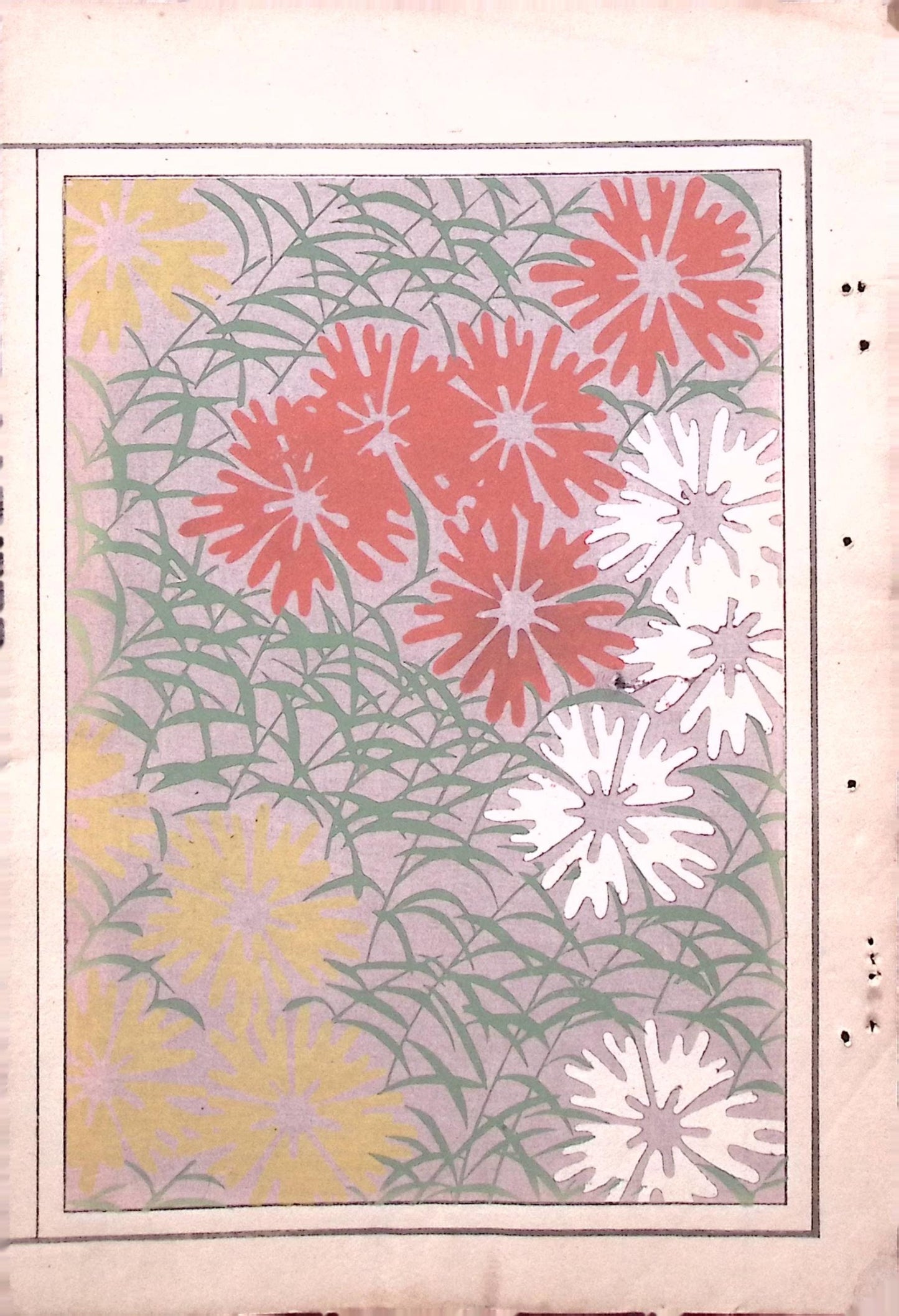 Japanese Antique Original Woodcut Print, Japanese design, Around 1900, Bijutsukai 7, Antique Japanese print, Kimono Design.