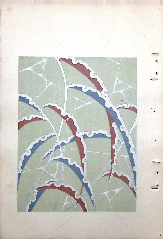 Japanese Antique Original Woodcut Print, Japanese design, Around 1900, Bijutsukai 8, Antique Japanese print, Kimono Design.