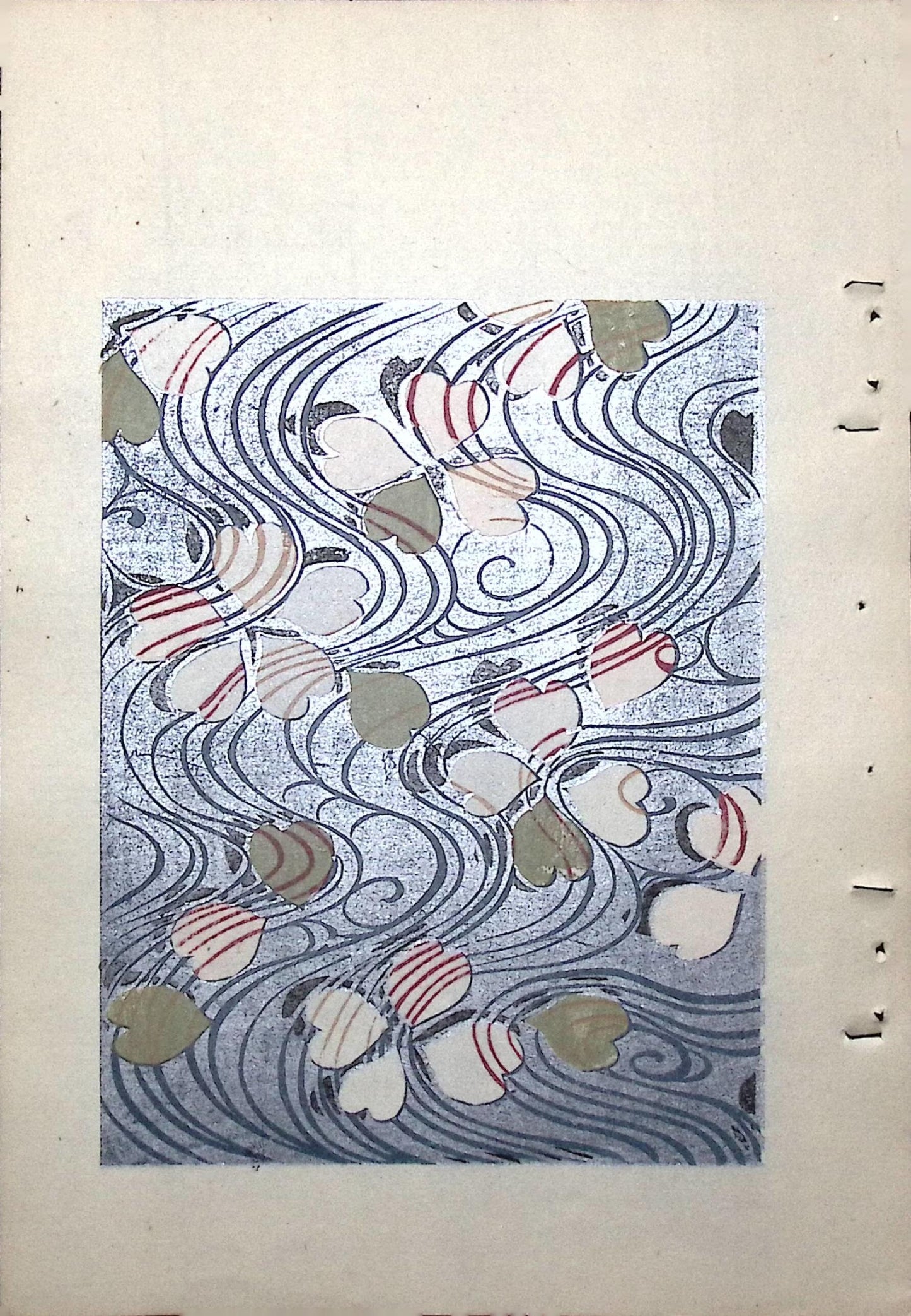 Japanese Antique Original Woodcut Print, Japanese design, Around 1900, Bijutsukai 8, Antique Japanese print, Kimono Design.