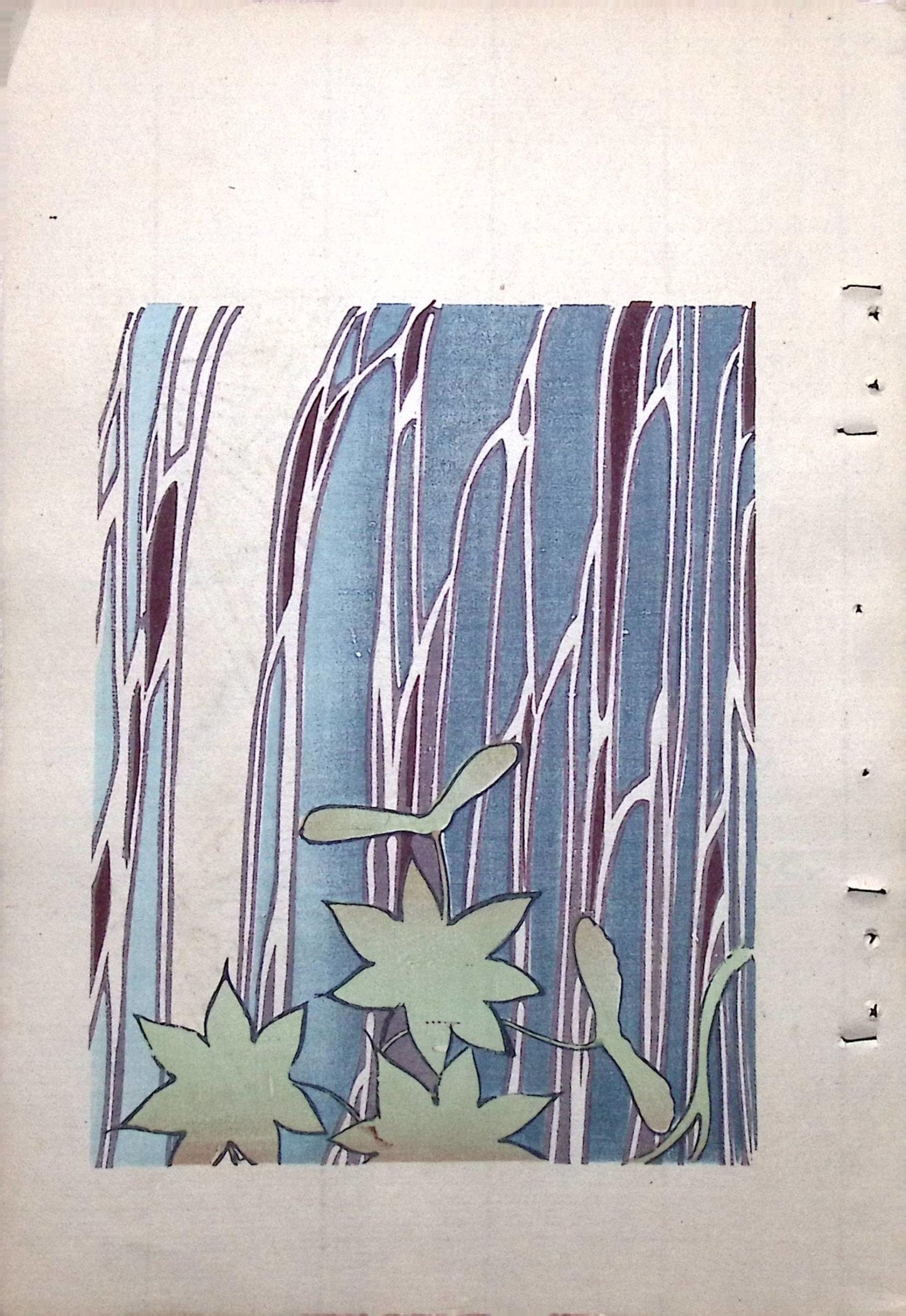 Japanese Antique Original Woodcut Print, Japanese design, Around 1900, Bijutsukai 8, Antique Japanese print, Kimono Design.