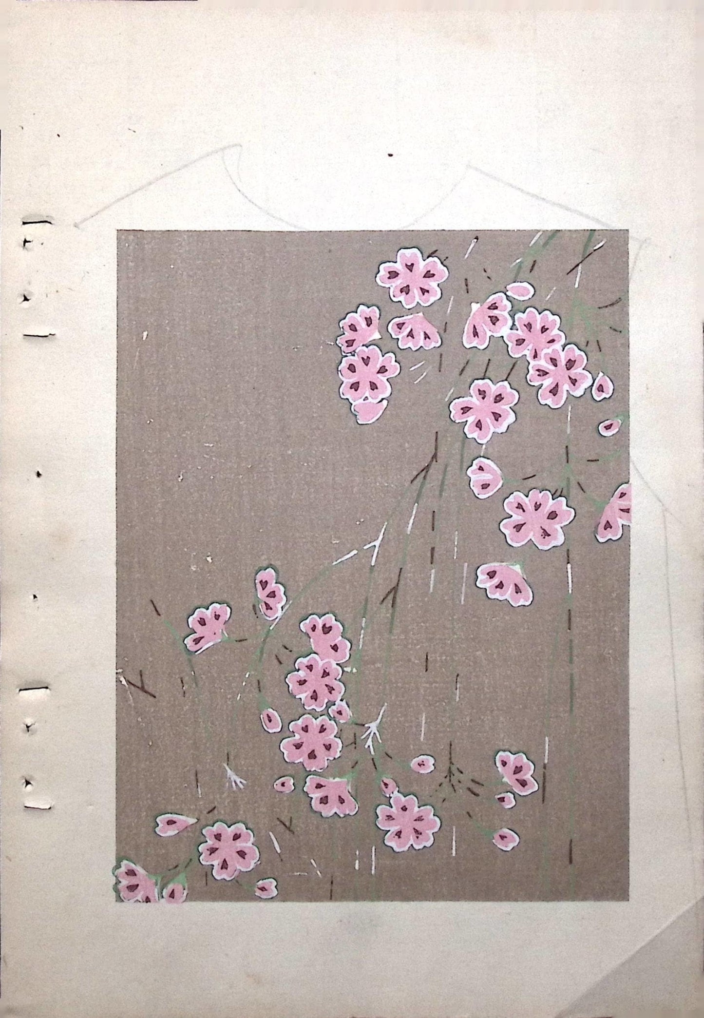 Japanese Antique Original Woodcut Print, Japanese design, Around 1900, Bijutsukai 8, Antique Japanese print, Kimono Design.