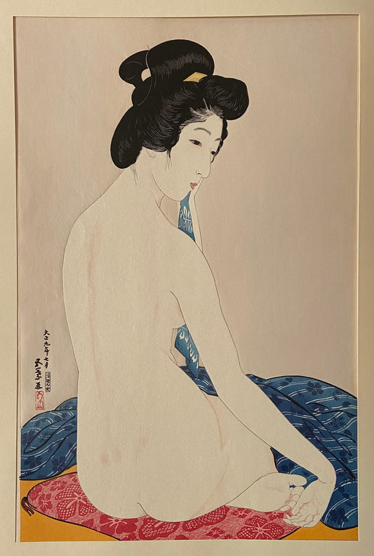 Japanese Ukiyoe, Shin-Hanga, Woodblock print, Hashiguchi Goyo, "After the Bath"