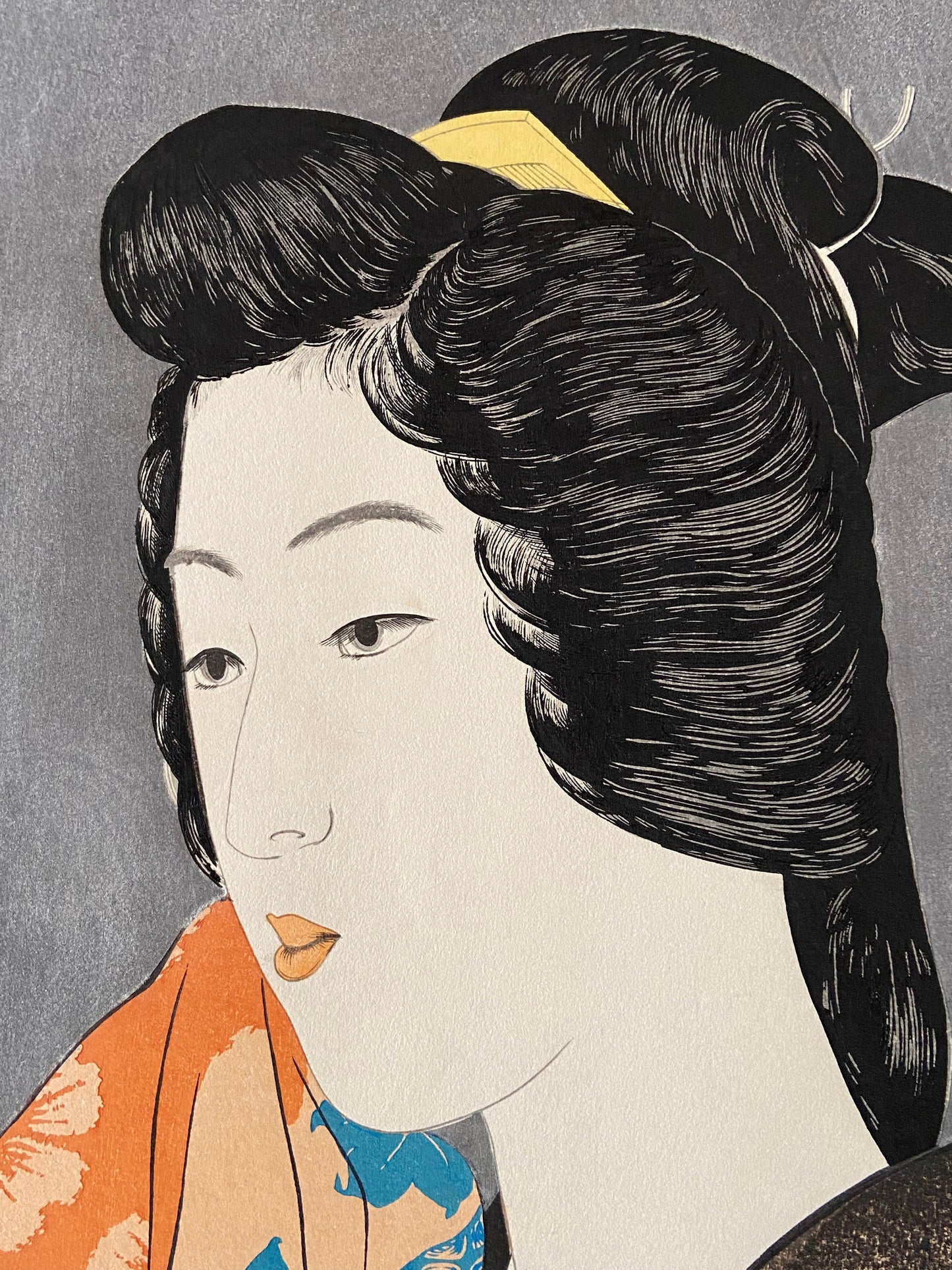Japanese Ukiyoe, Shin-Hanga, Woodblock print, Hashiguchi Goyo, "Woman with a Hand Towel"