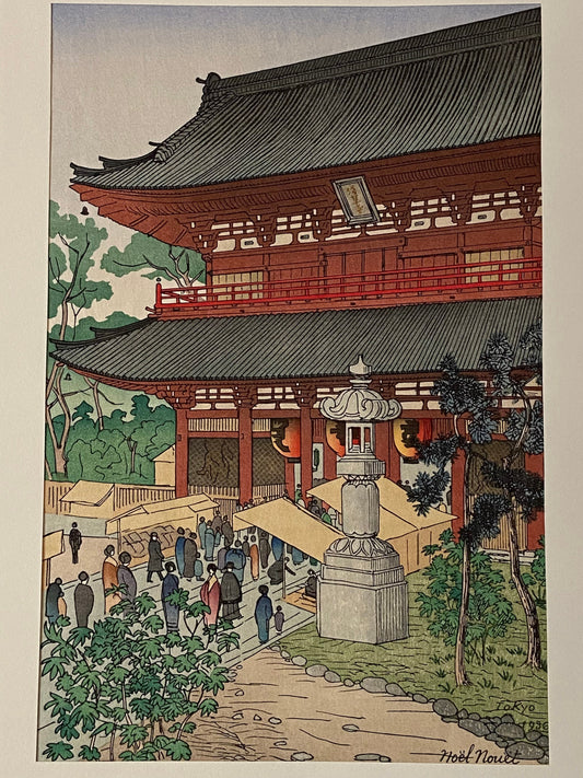 Japanese Ukiyoe, Shin-Hanga, Woodblock print, Noel Nouet, "Sensoji Temple (Asakusa)".