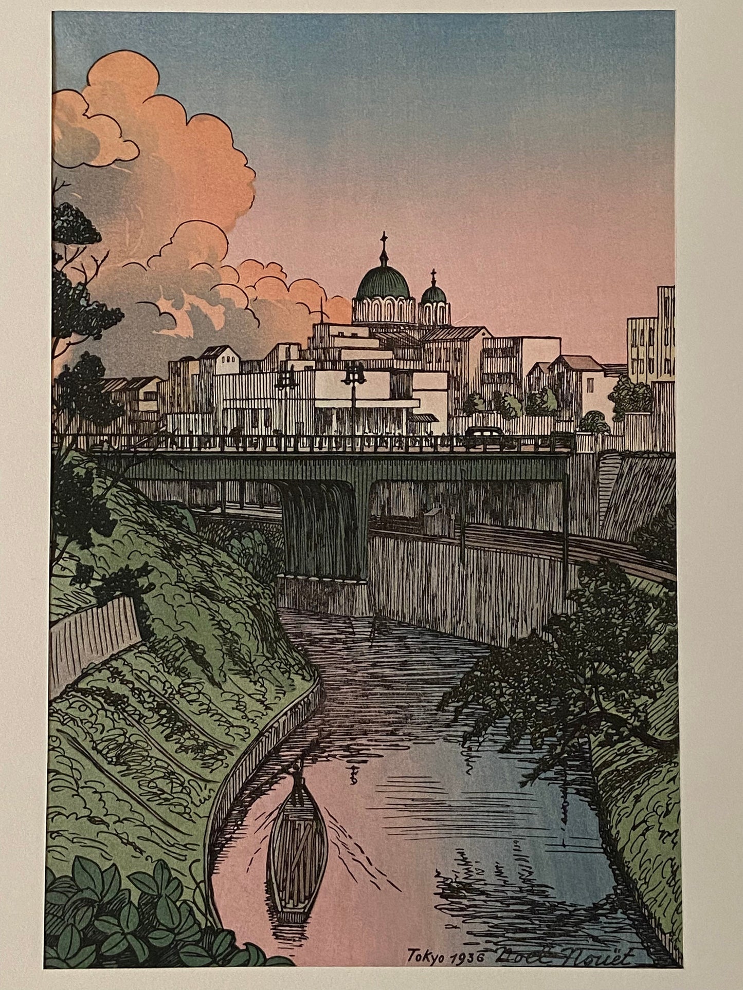 Japanese Ukiyoe, Shin-Hanga, Woodblock print, Noel Nouet, "Ochanomizu".