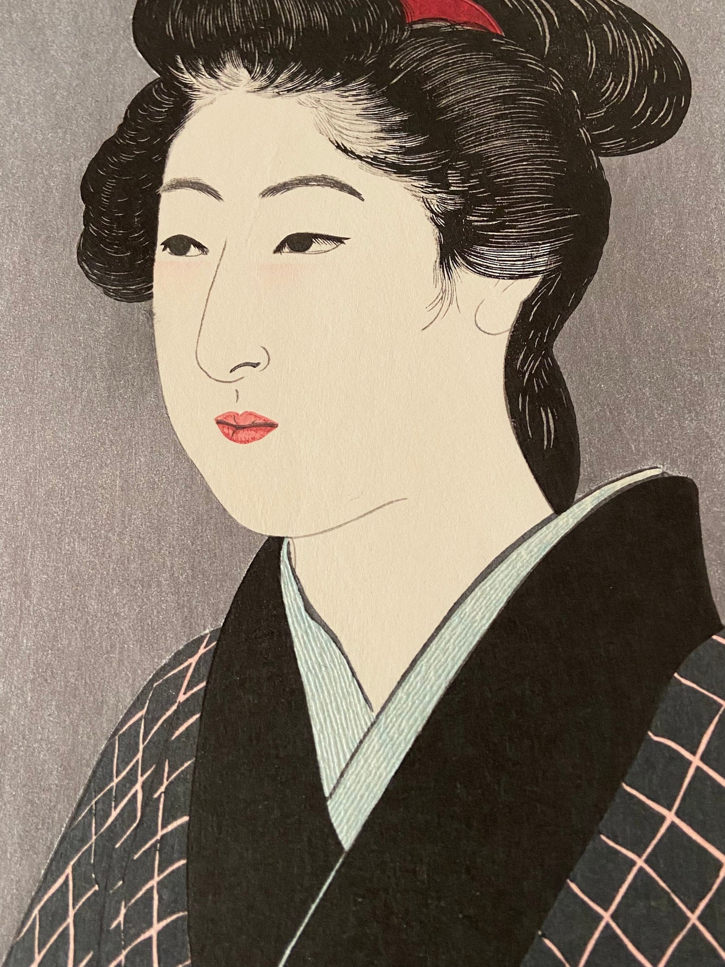 Japanese Ukiyoe, Shin-Hanga, Woodblock print, Hashiguchi Goyo, "Woman Holding a Tray"