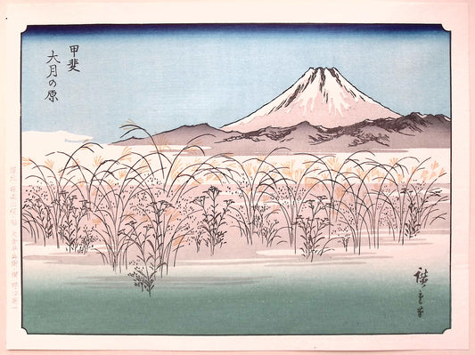 Japanese Ukiyoe, woodcut print, Hiroshige, "100 Views of Mt.Fuji".