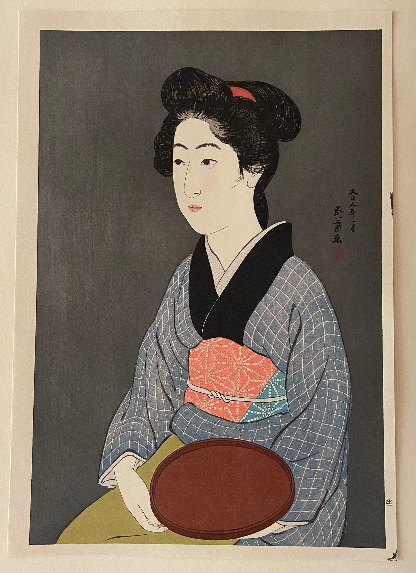 Hashiguchi Goyo, "Waitress with a Red Tray"